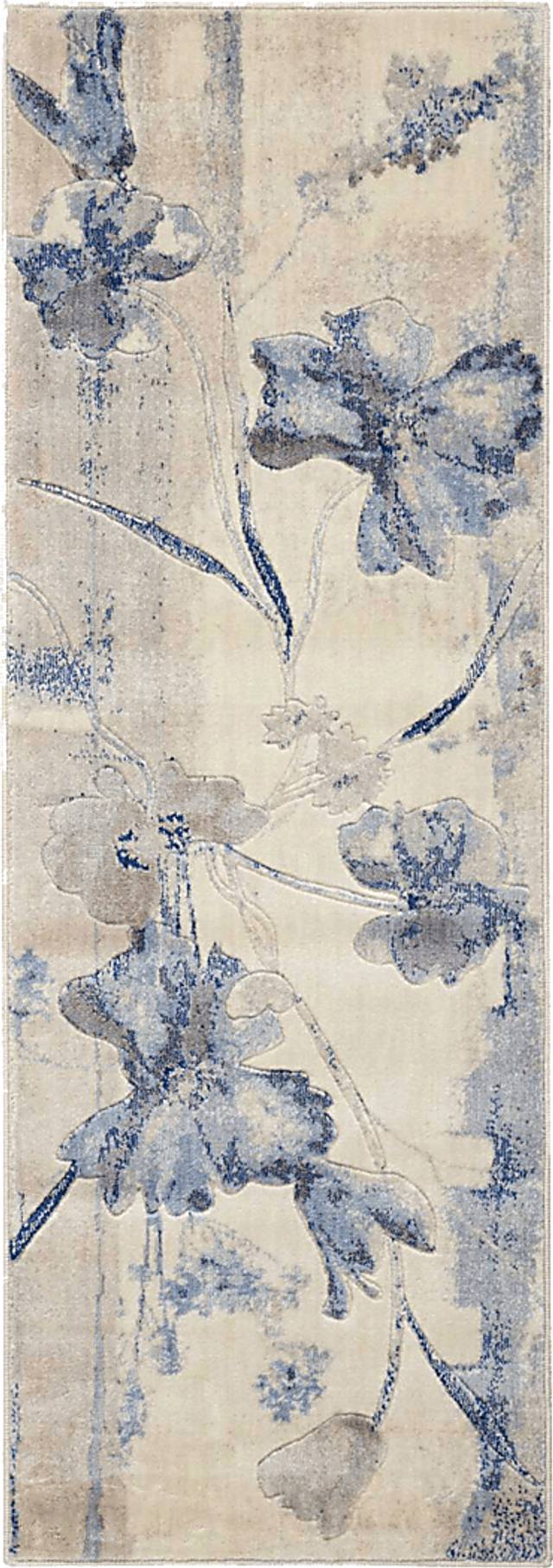 Floral Dreams Blue 2'3 x 8' Rug - Thumbnail - Image 1