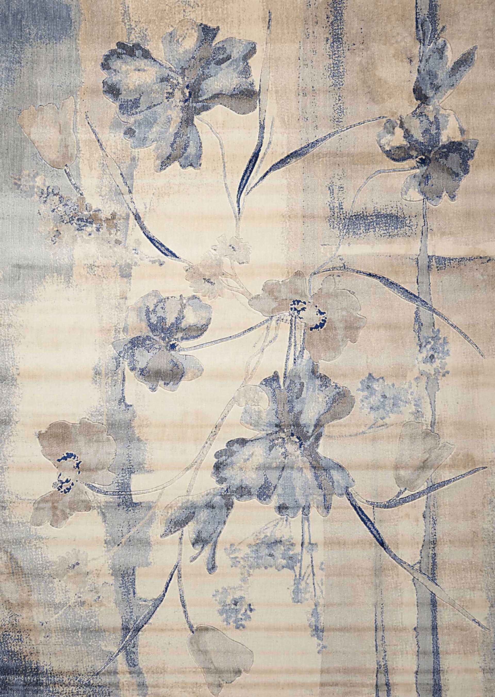 Floral Dreams Blue 5' x 8' Rug - Image 1