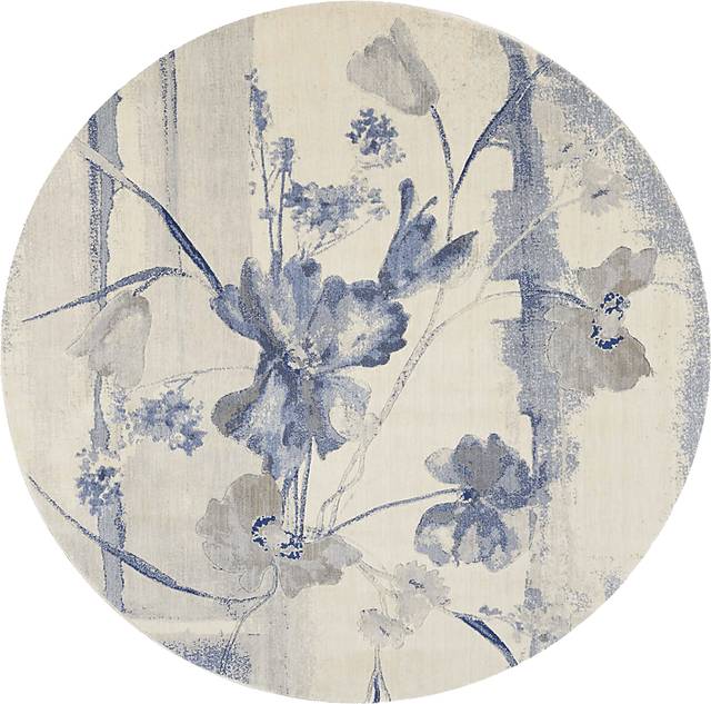 Floral Dreams Blue 5'6 Round Rug - Thumbnail - Image 1