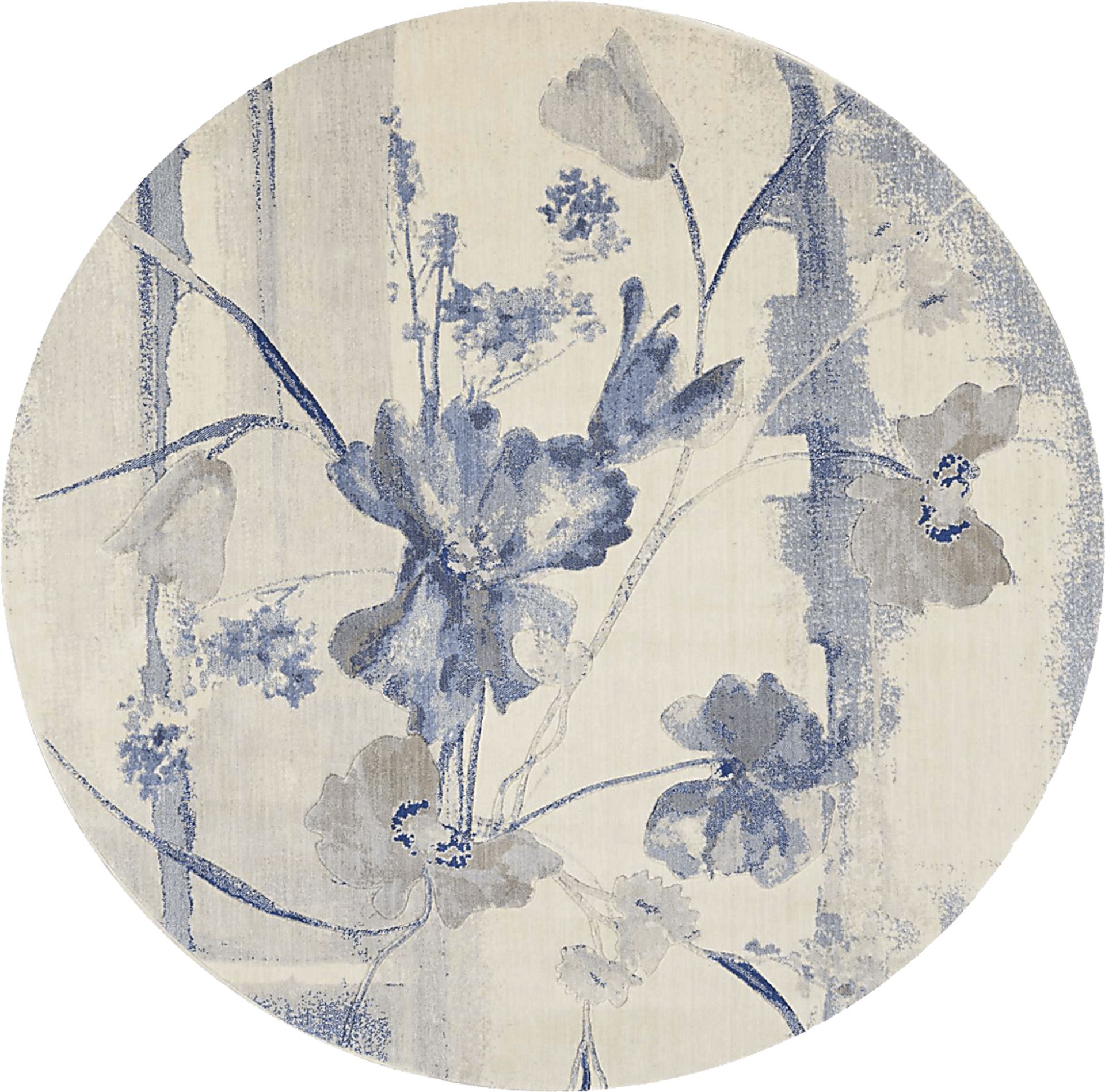 Floral Dreams Blue 5'6 Round Rug - Image 1