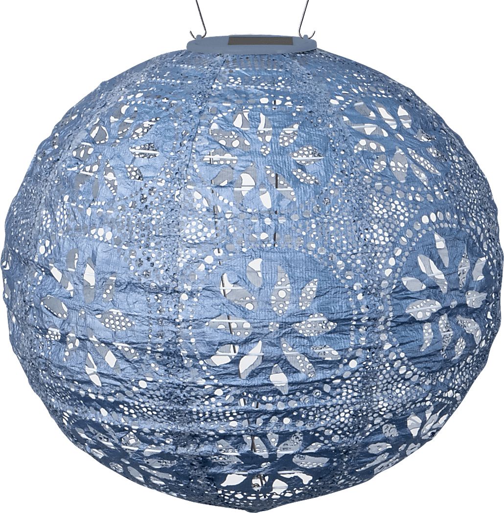 Floral Medallion Blue Outdoor Solar Lantern