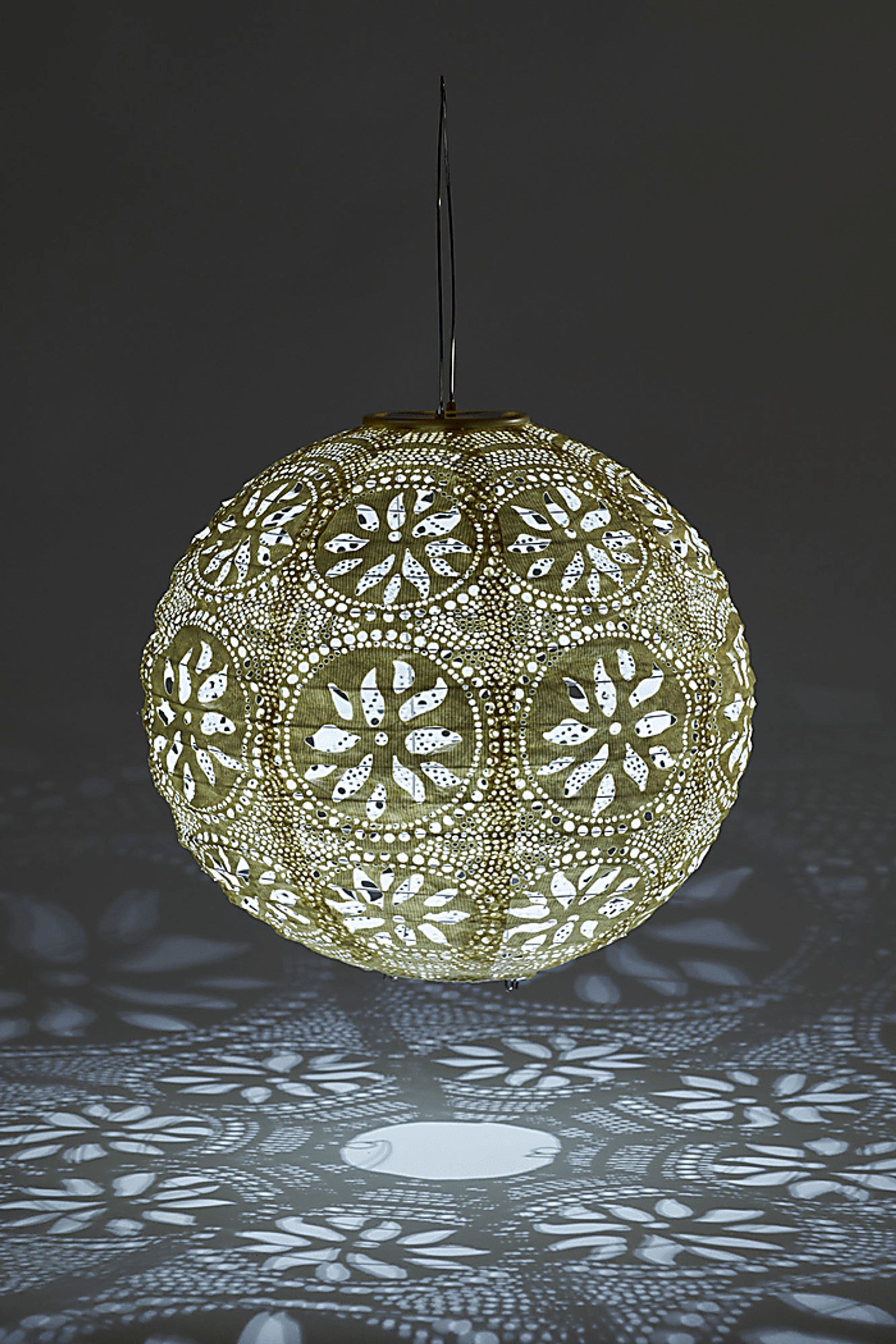 Floral Medallion Pearl Outdoor Solar Lantern - Image 9
