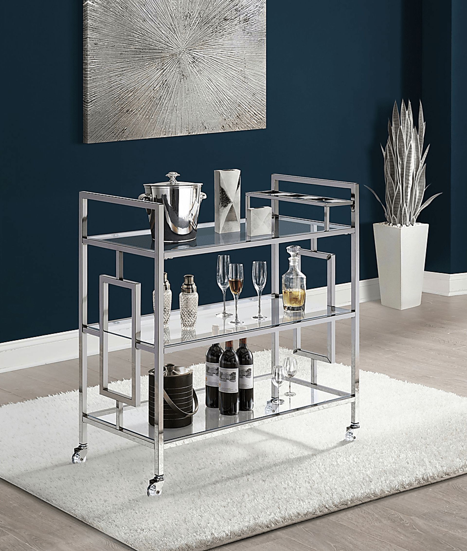 Flournoy Chrome Bar Cart - Image 5