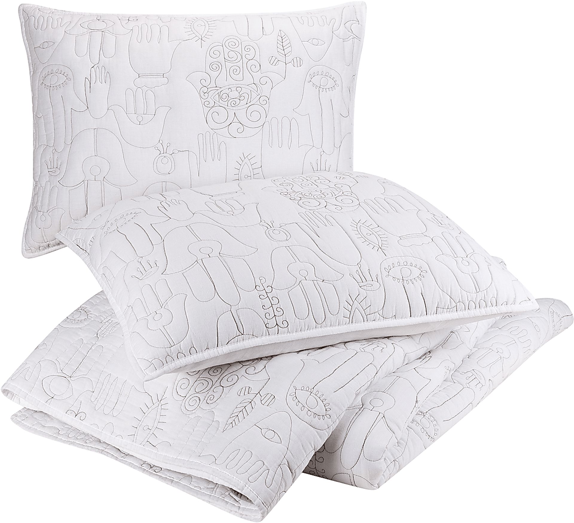 Flournoy White Full/Queen 3 Pc Quilt Set - Image 4
