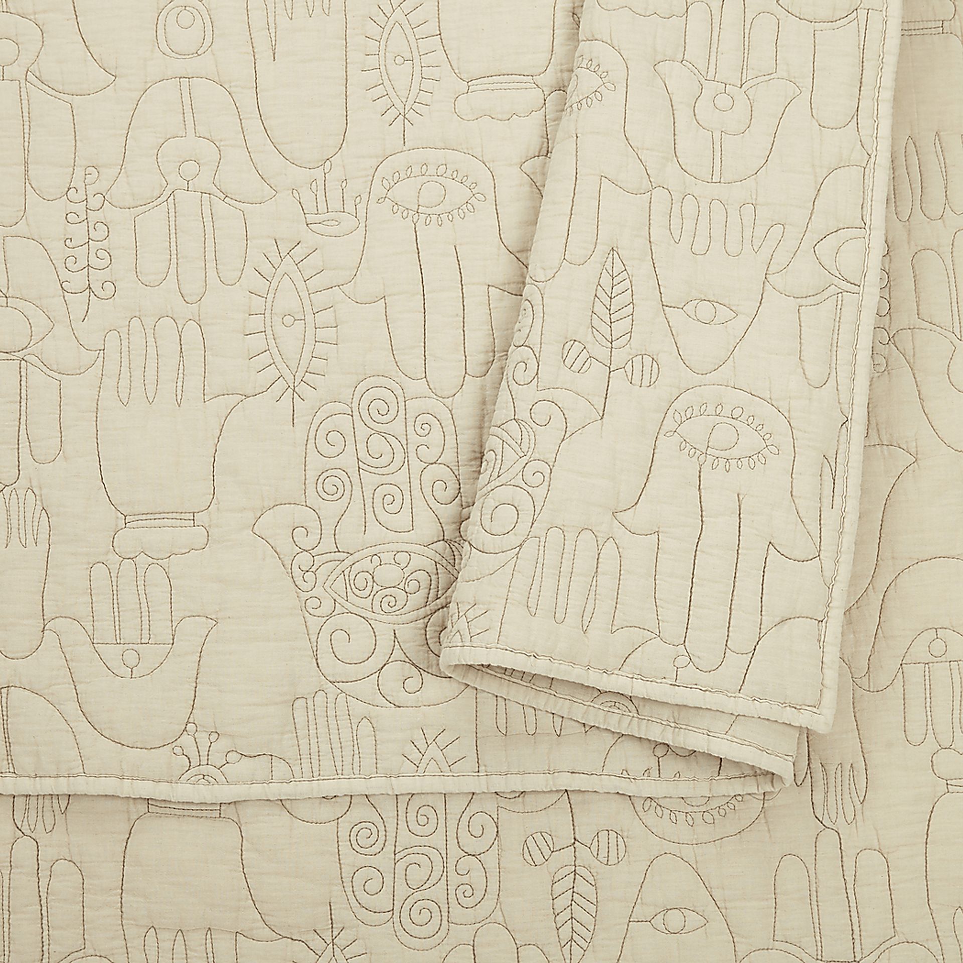 Flournoy Natural Full/Queen 3 Pc Quilt Set - Image 6