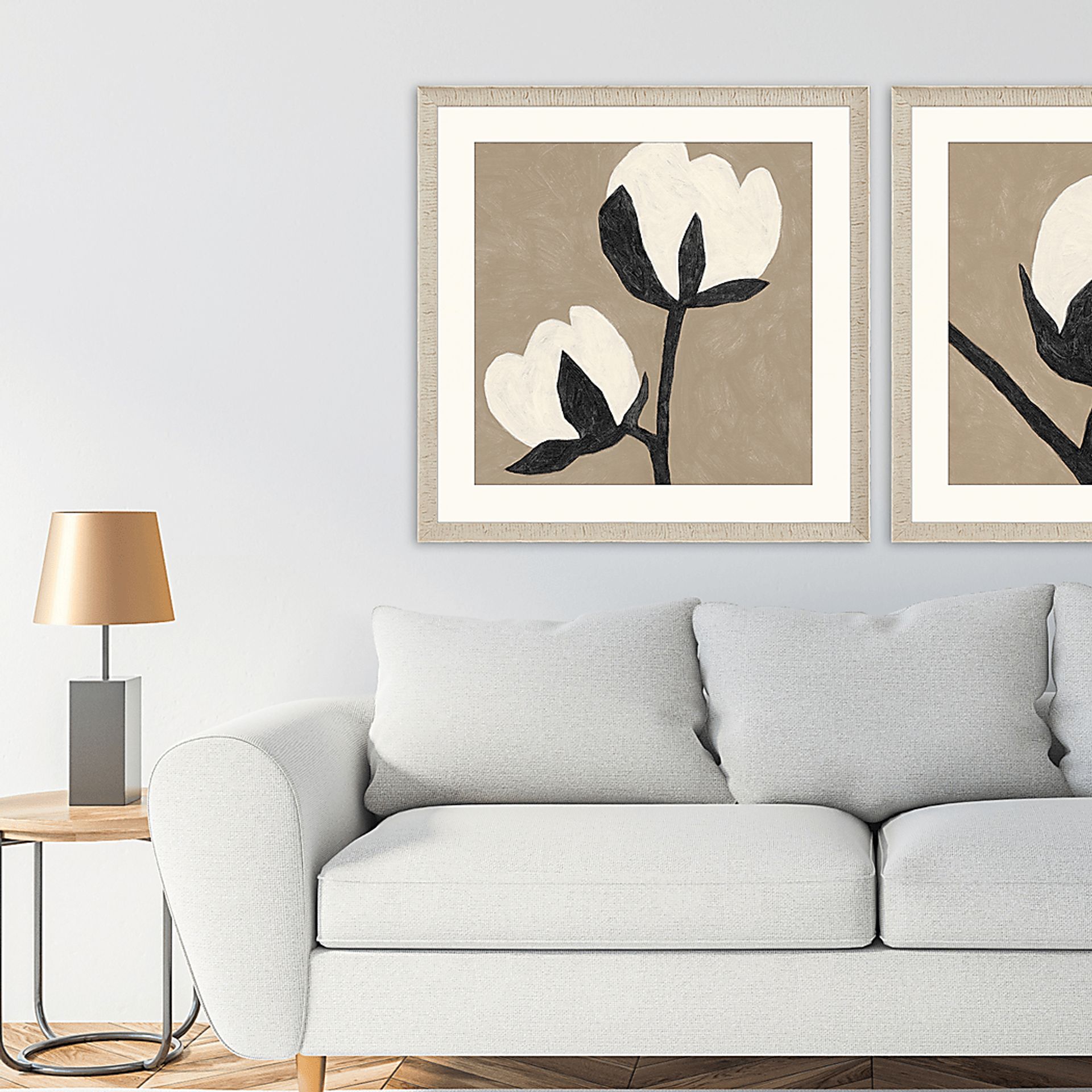 Flower Duet White Framed Artwork - Image 2