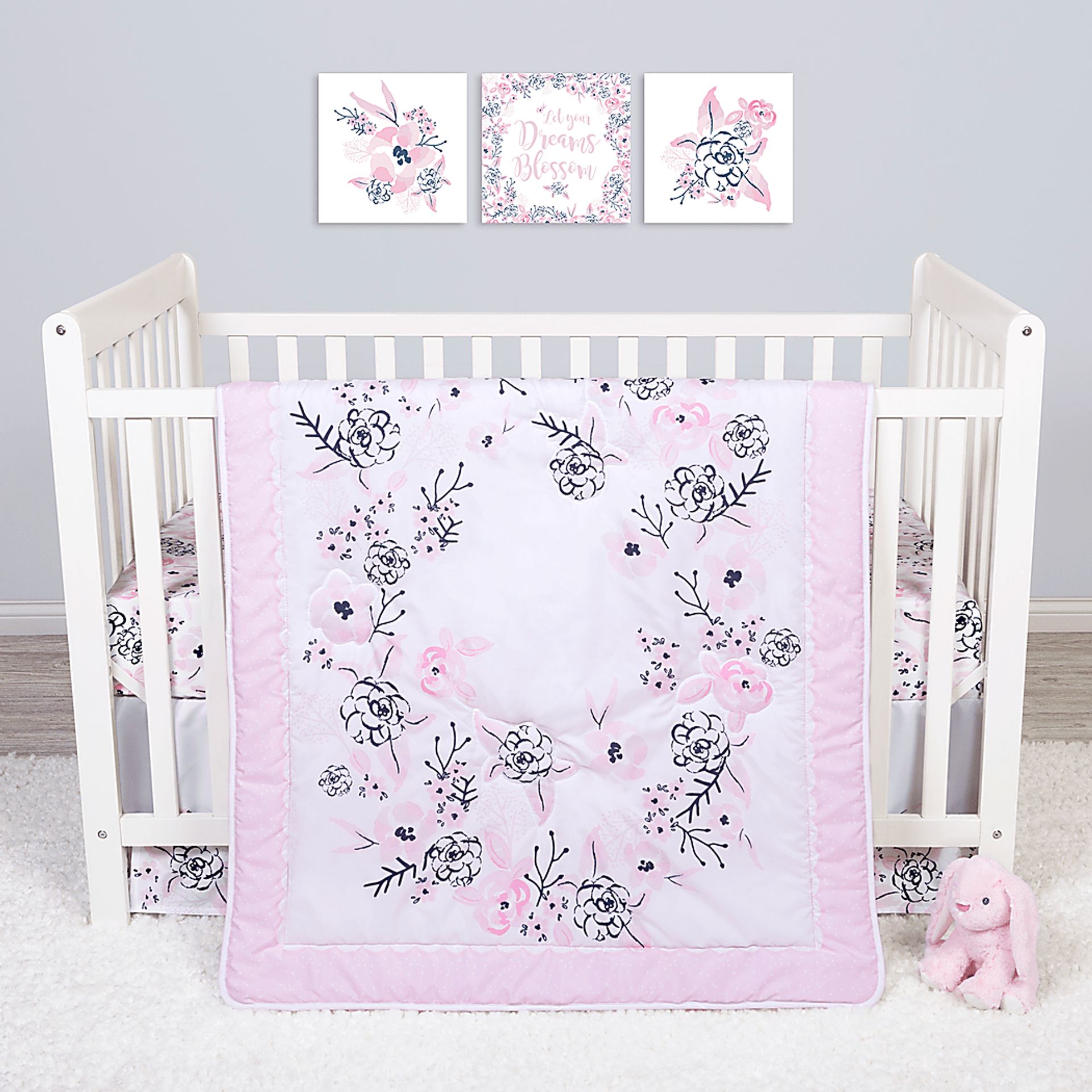 Flower Fantasy White 4 Pc Baby Bedding Set - Image 1