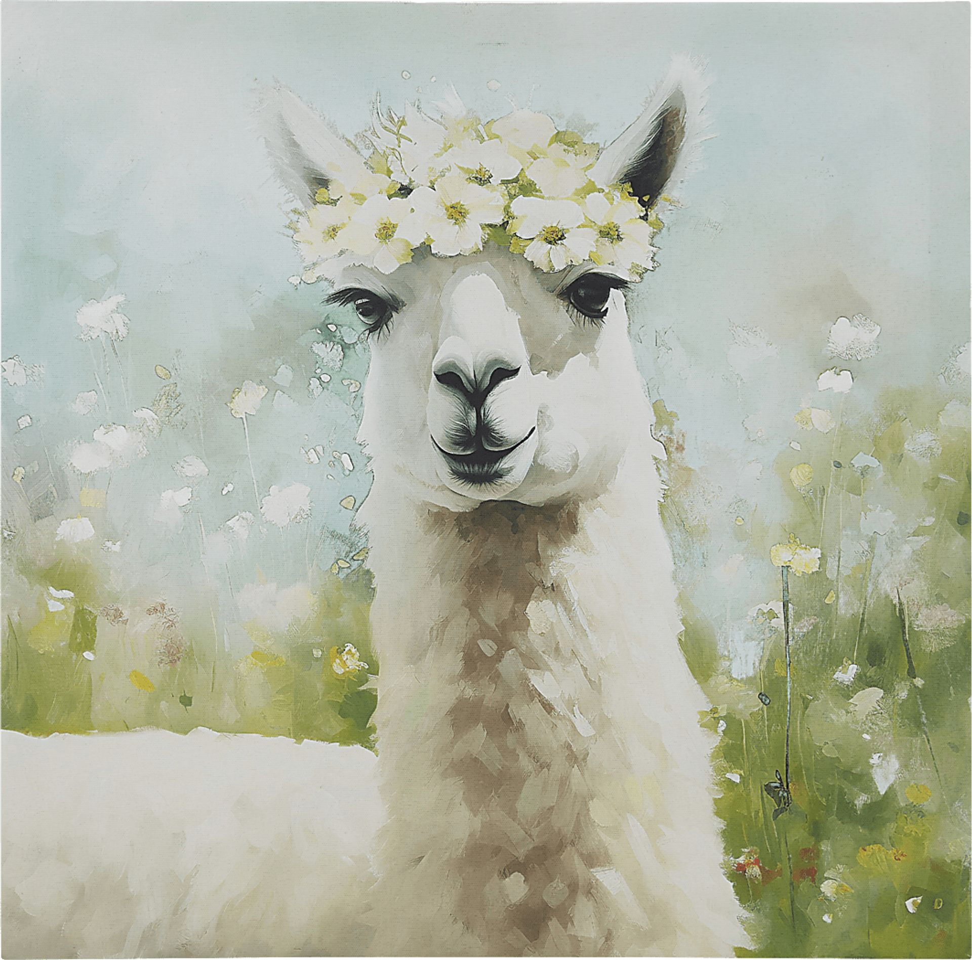 Flower Llama Green Wall Decor - Image 1