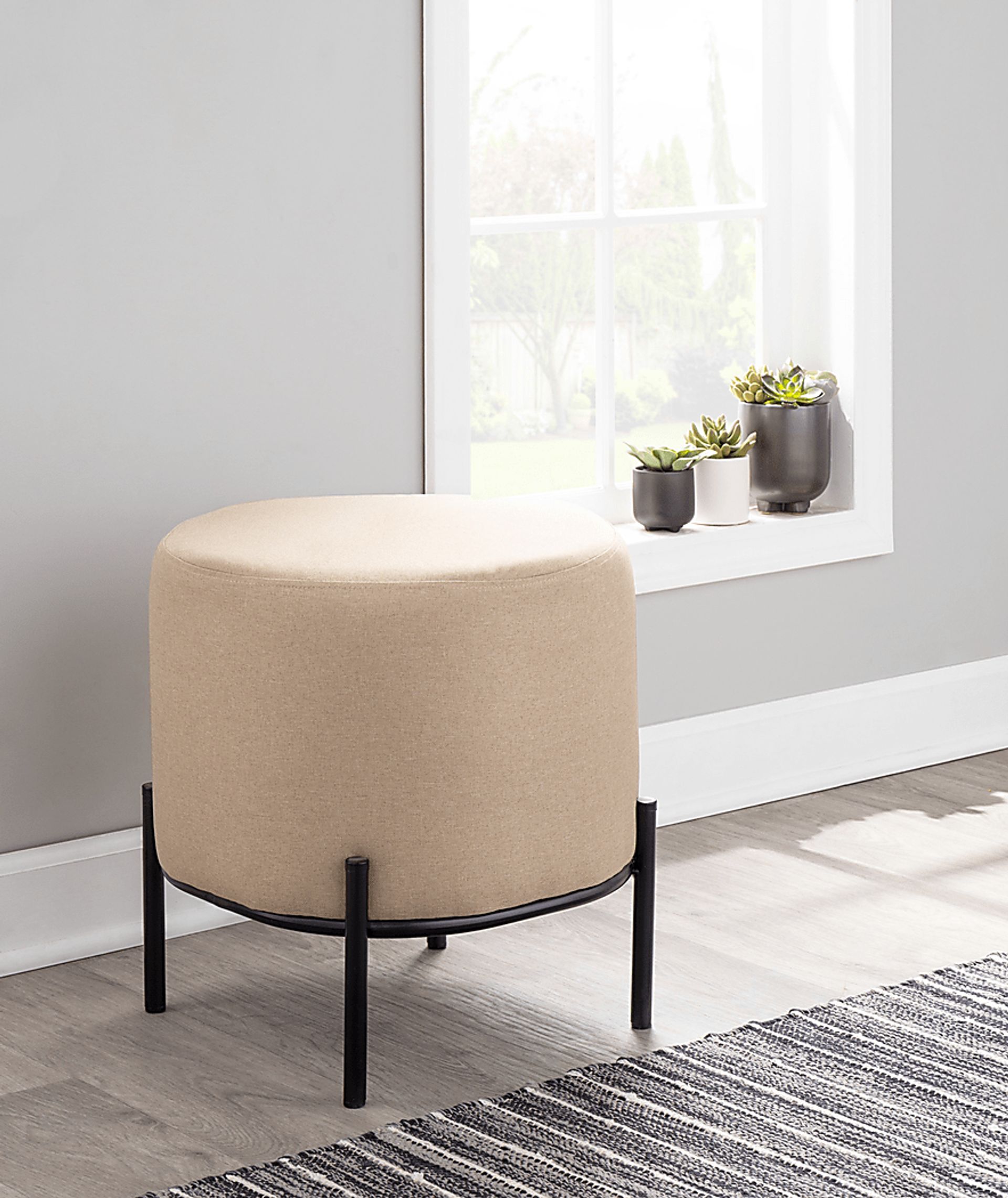 Flowerdale Beige Accent Ottoman - Image 6