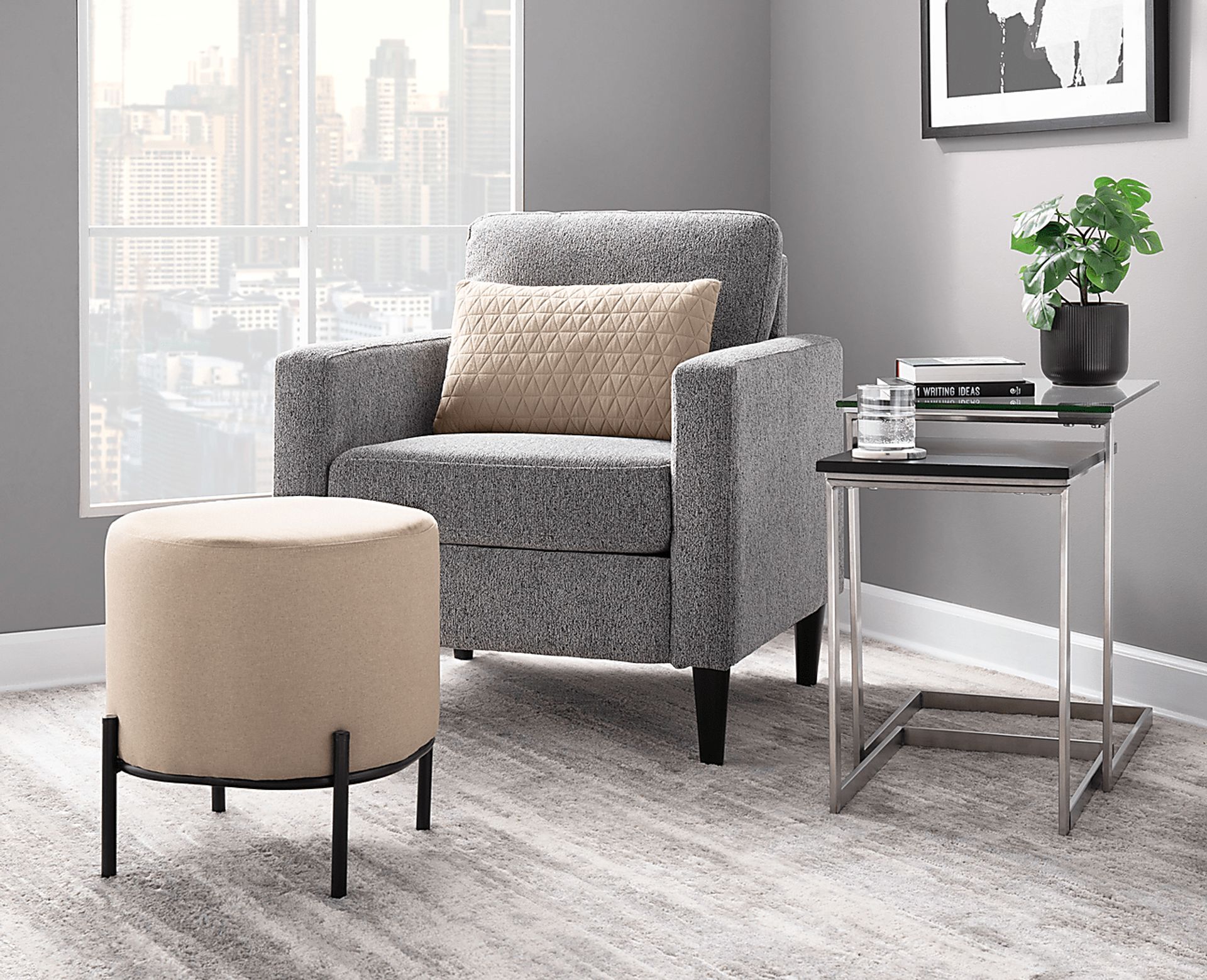 Flowerdale Beige Accent Ottoman - Image 7