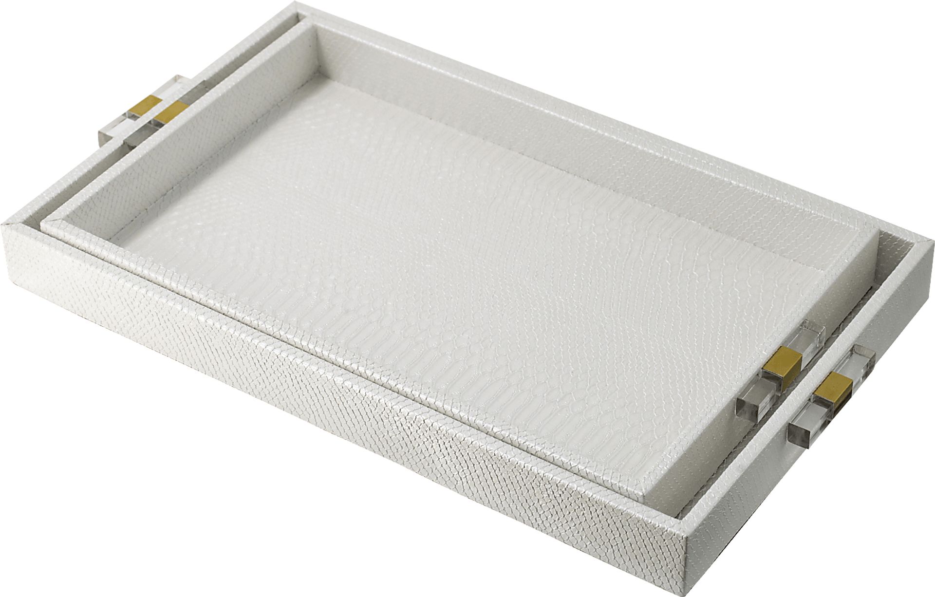 Flowerstones I Off White Tray, Set of 2 - Image 1