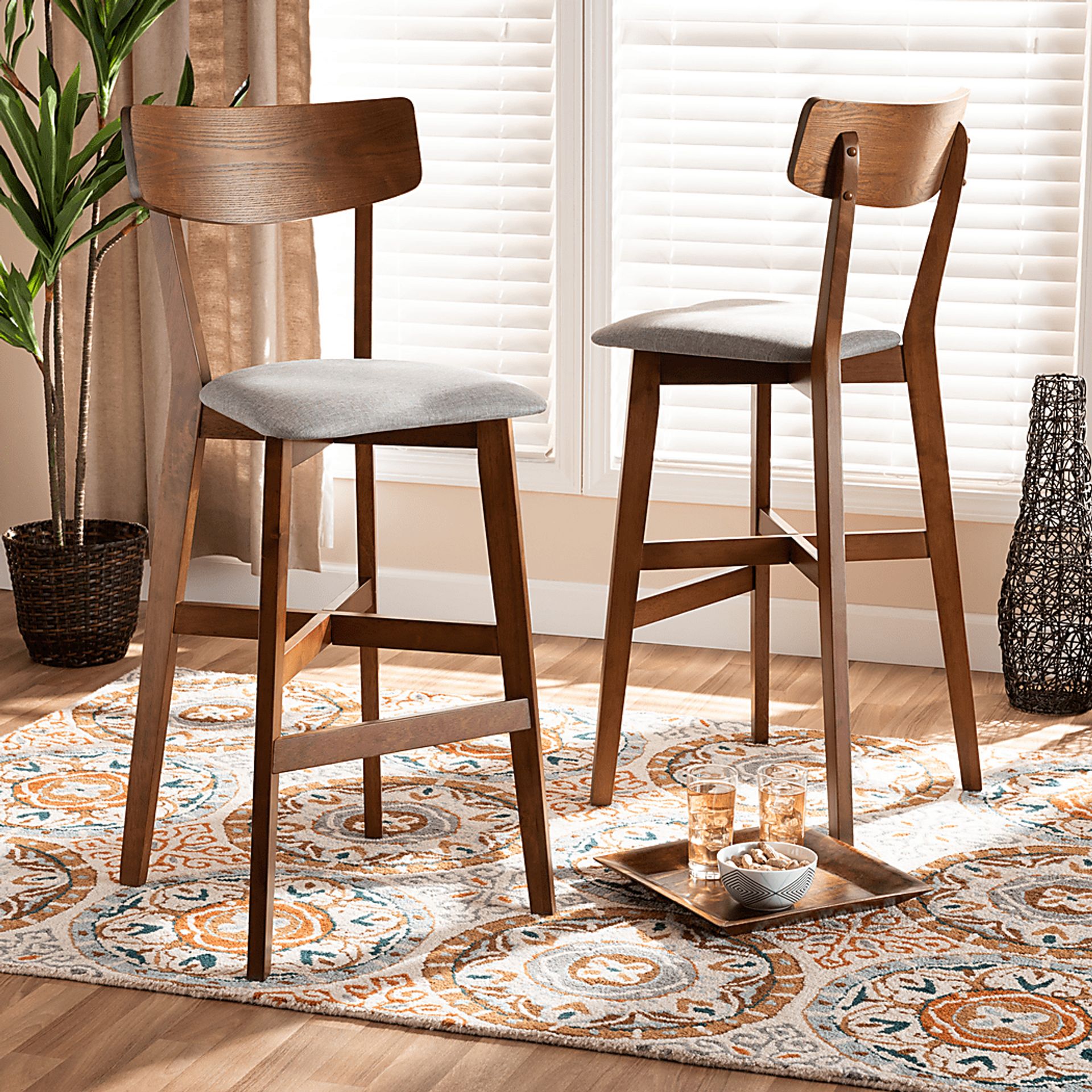 Flowertown Gray Bar Stool, Set of 2 - Image 6