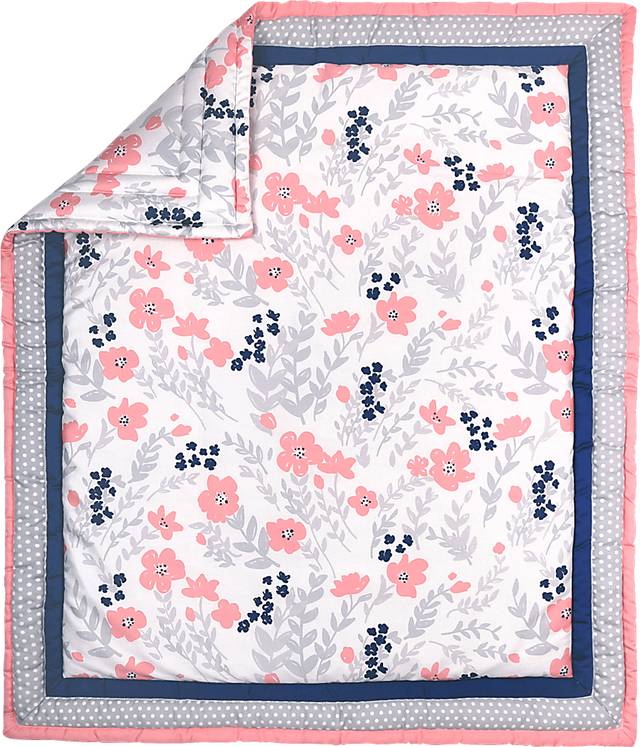 Flowery Dreams Coral 3 Pc Baby Bedding Set - Thumbnail - Image 2