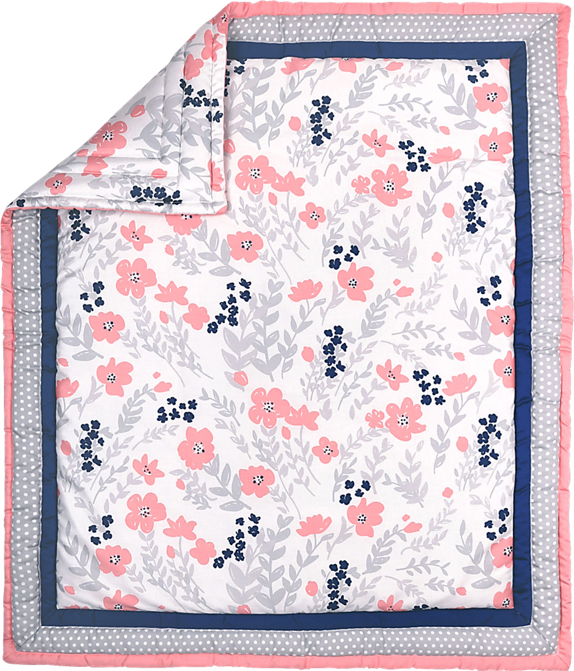 Flowery Dreams Coral 3 Pc Baby Bedding Set - Image 2