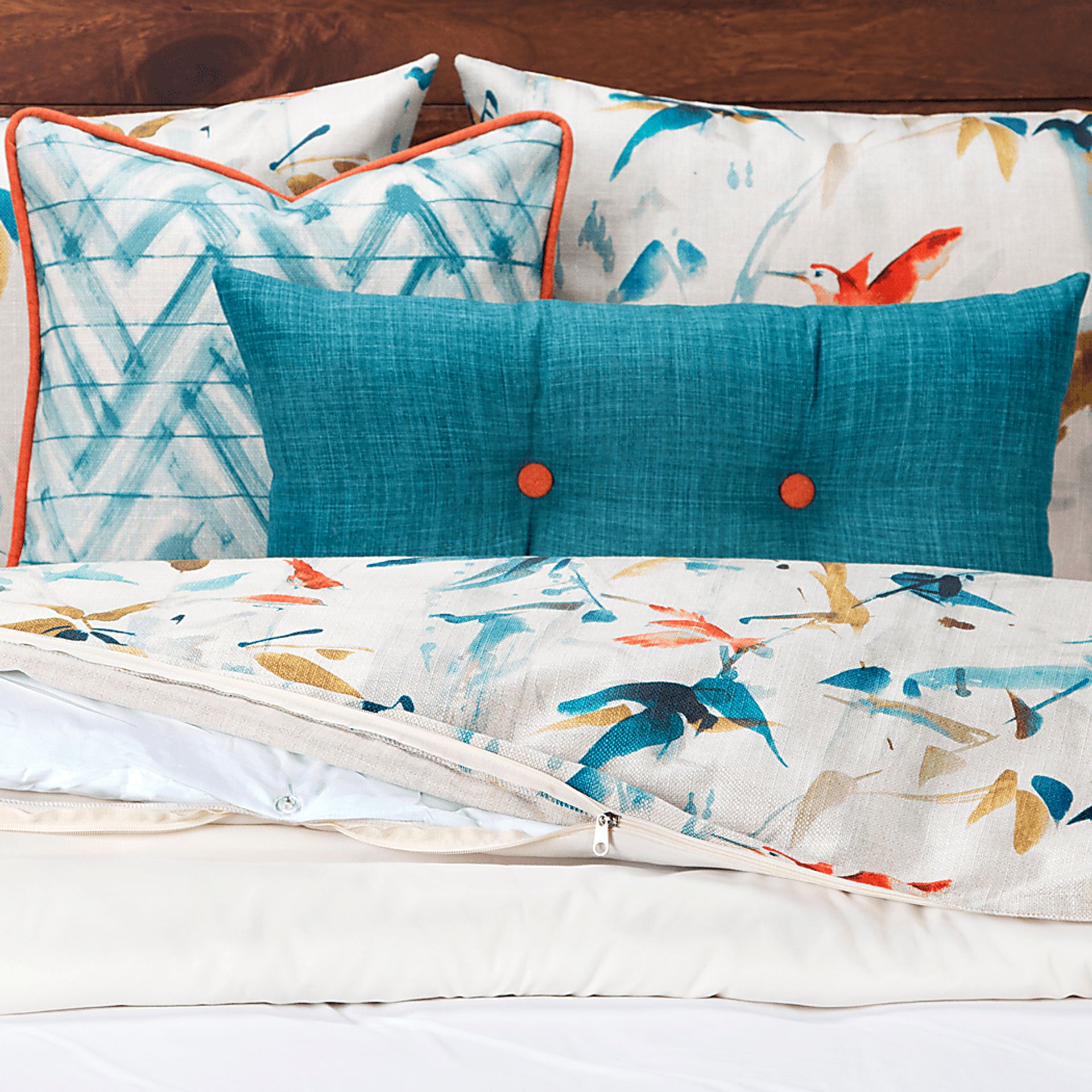 Flowton Trace Blue 11 Pc Queen Duvet Set - Image 2