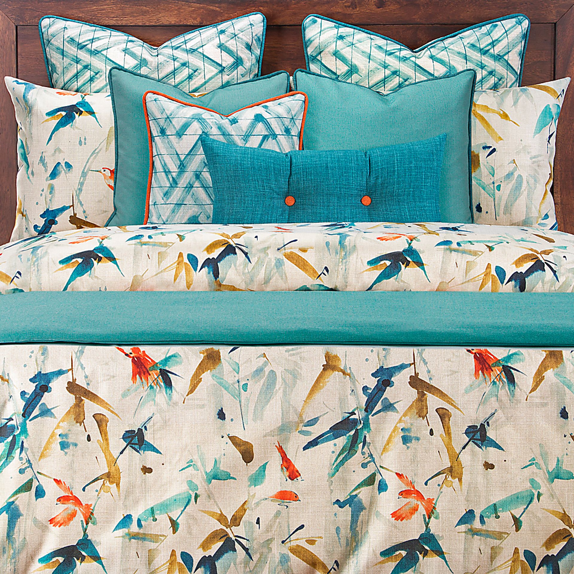Flowton Trace Blue 11 Pc Queen Duvet Set - Image 3