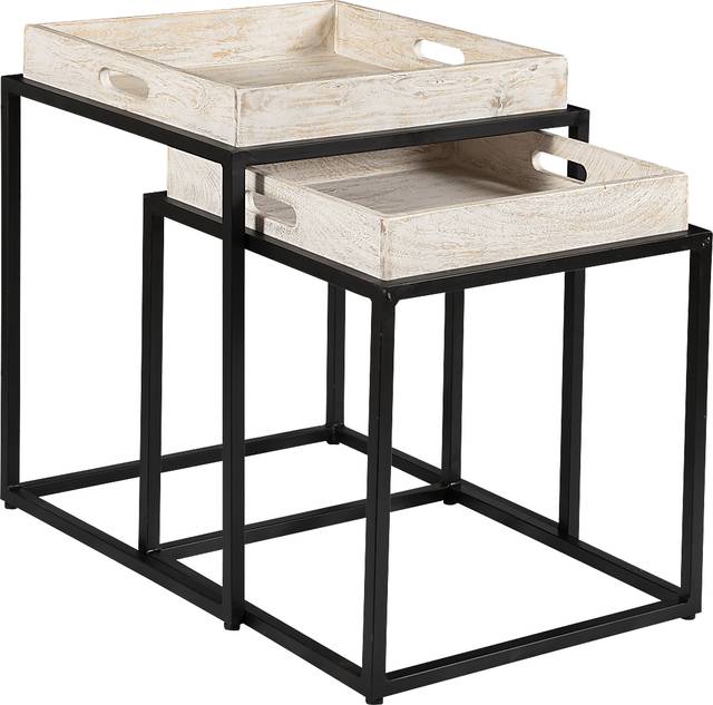 Floynell White Nesting Tables, Set of 2 - Thumbnail - Image 1