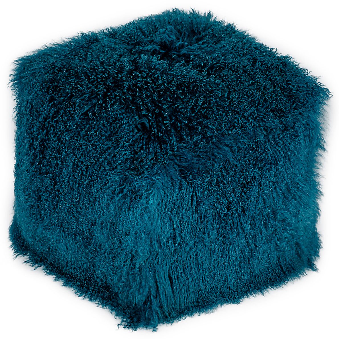 Fluffy Square Blue Pouf - Rooms To Go