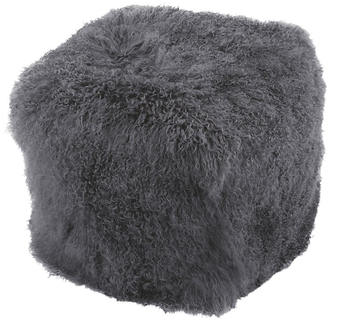 Fluffy Square Gray Pouf - Rooms To Go