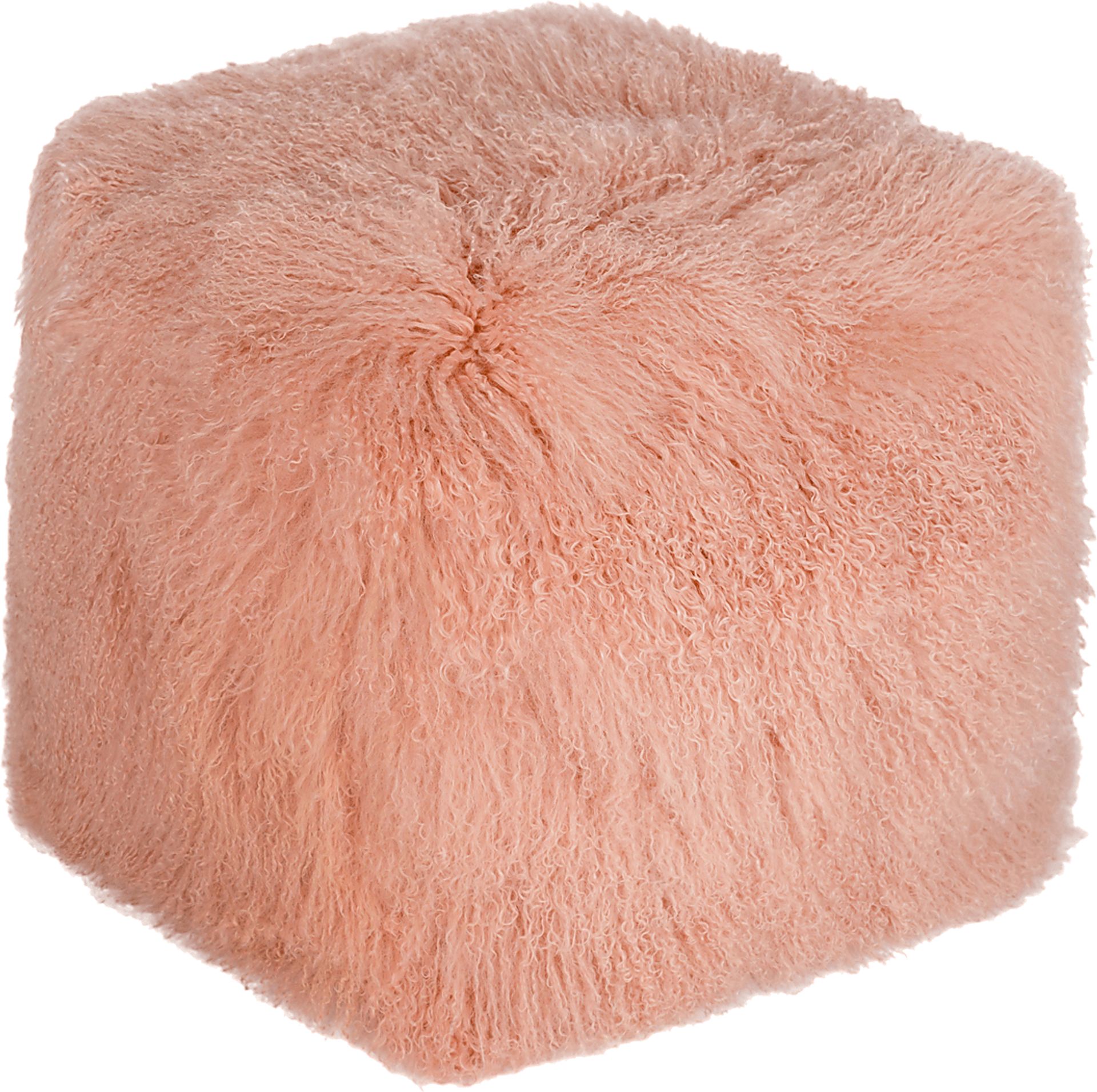 Fluffy Square Pink Pouf - Image 1