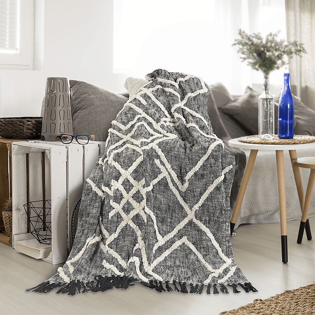 Fluxarts Black Throw Blanket - Thumbnail 3