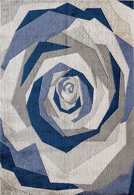 Fodali White/Blue 5' x 7' Rug