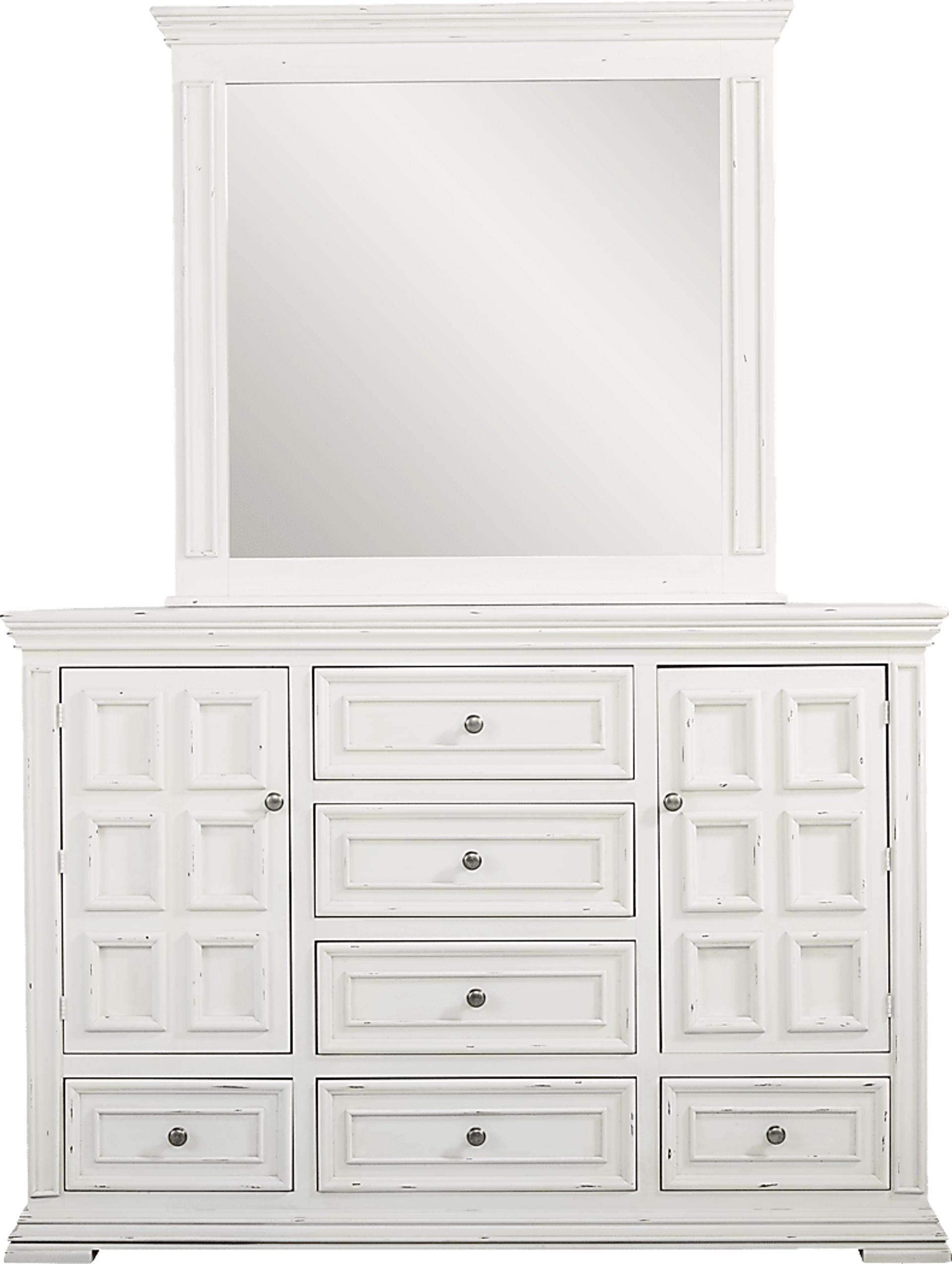 Folkston Bay White 2 Pc Dresser and Mirror - Image 1