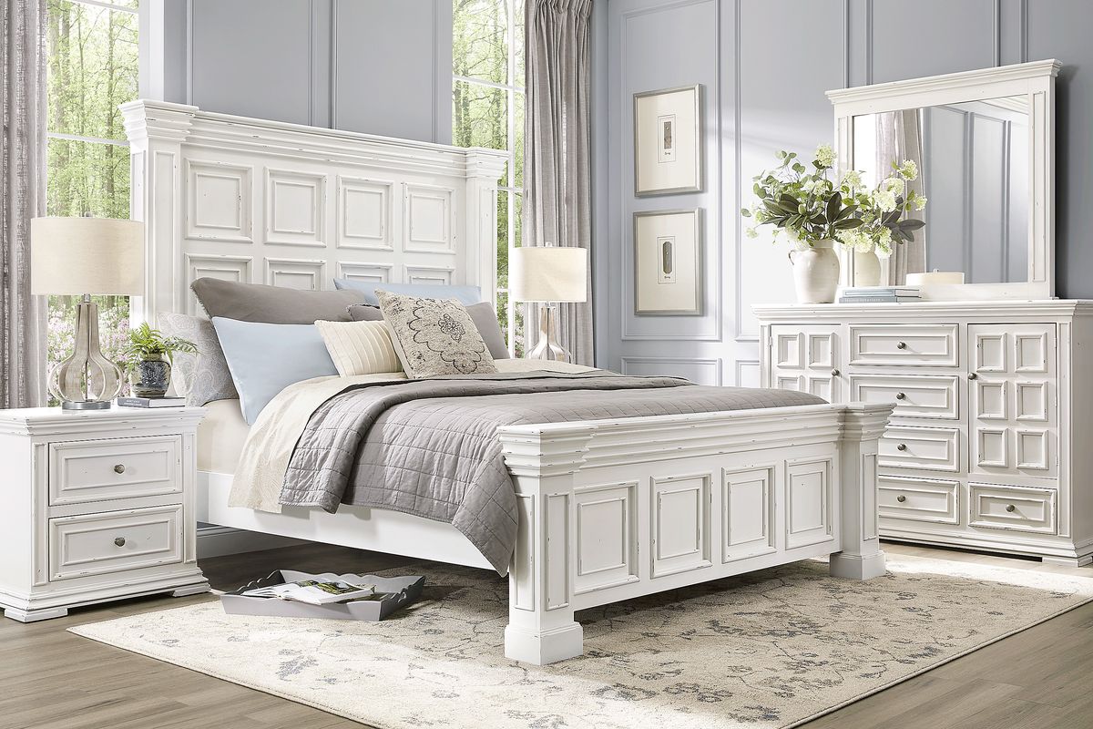 Folkston Bay 5 Pc White Colors,White King Bedroom Set With Mirror, 3 Pc King Bed, Dresser ...