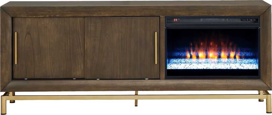 Fontaine Brown 74" Console with Electric Fireplace