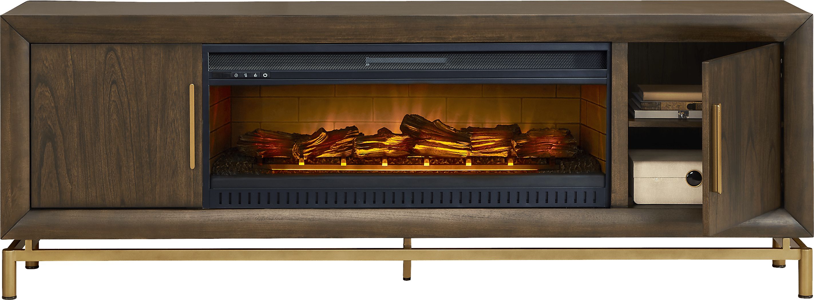 Rooms To Go Fontaine Console with Electric Log Fireplace