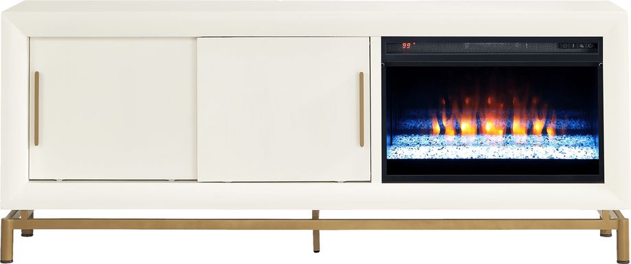 Fontaine White 74" Console with Electric Fireplace