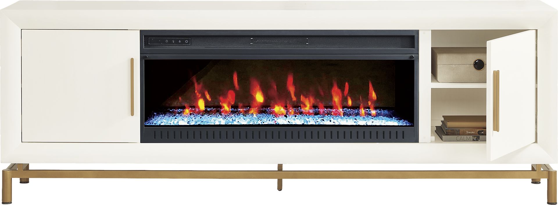 Fontaine White 84" Console with Electric Fireplace - Image 2