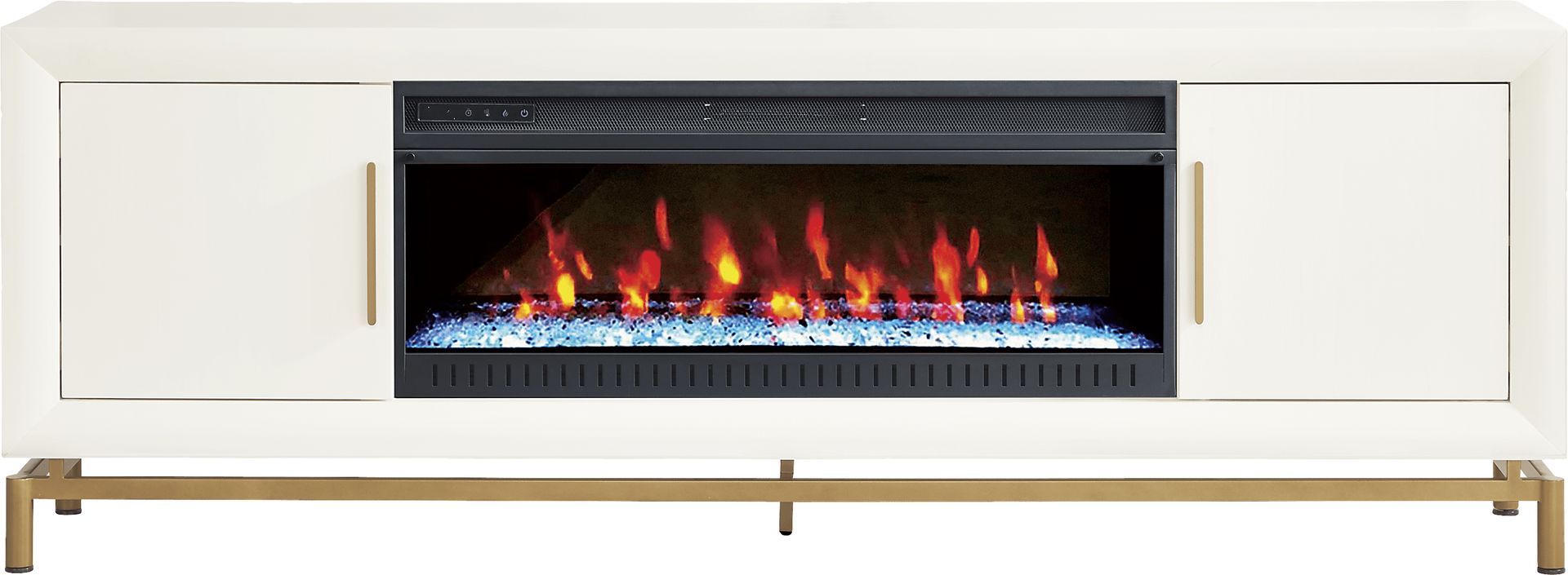 Fontaine White 84" Console with Electric Fireplace - Image 1