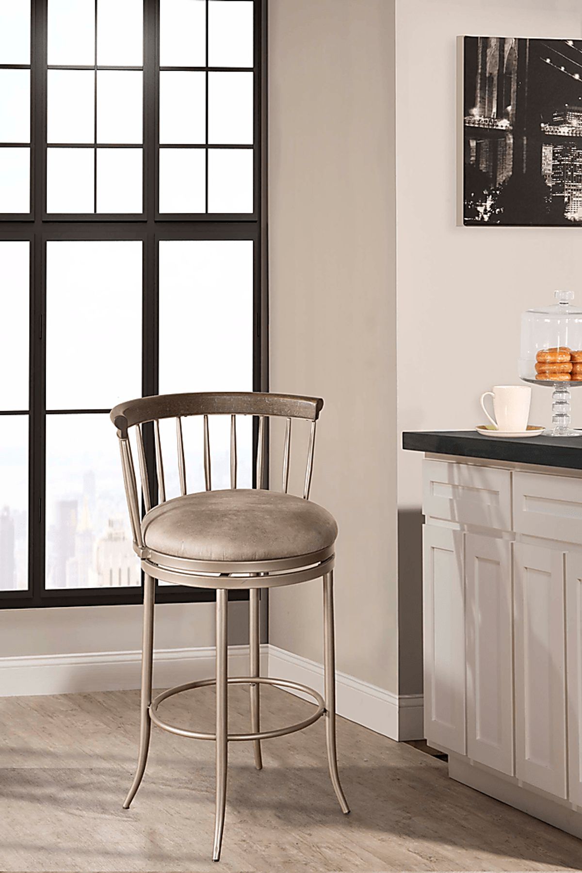 Forecastle Gray Swivel Counter Height | Rooms to Go