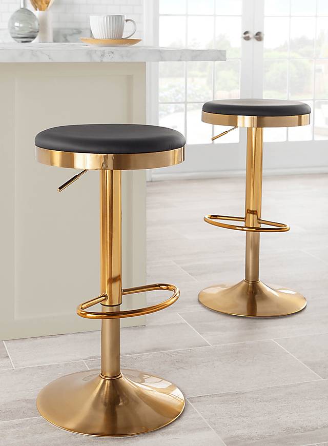 Foremere Black Swivel Barstool, Set of 2 - Thumbnail - Image 7