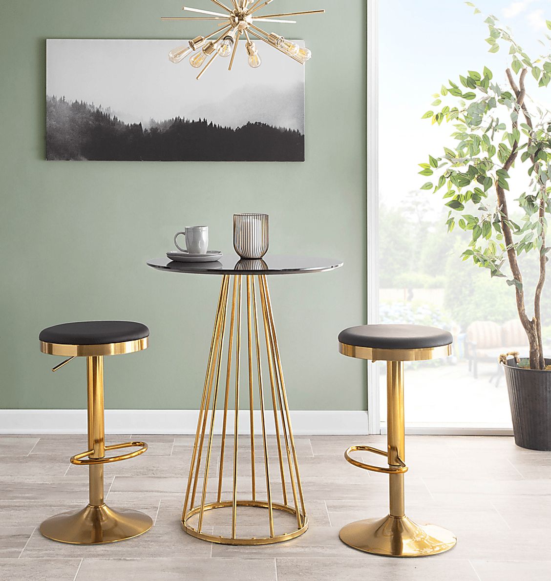 Foremere Black Swivel Barstool, Set of 2