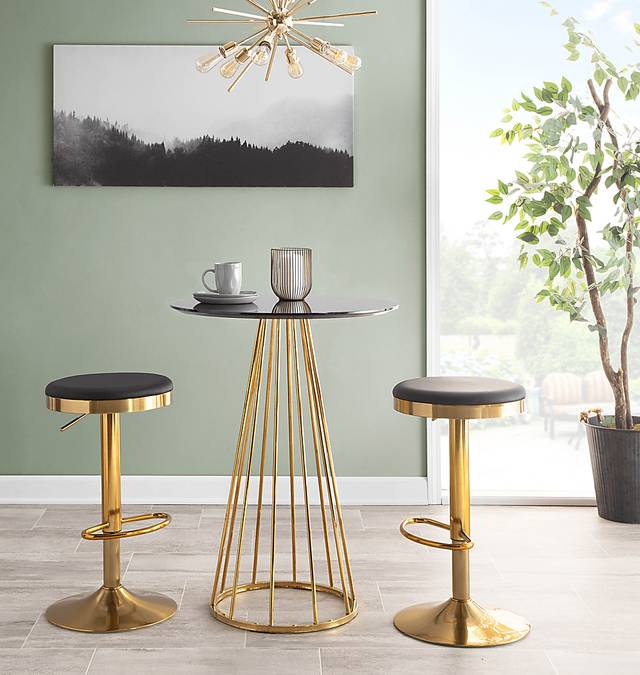 Foremere Black Swivel Barstool, Set of 2 - Thumbnail - Image 8