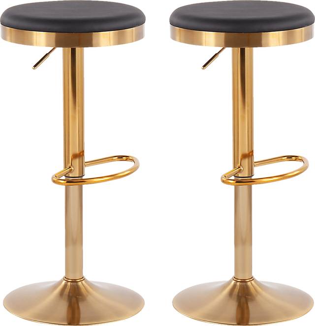 Foremere Black Swivel Barstool, Set of 2 - Thumbnail - Image 1