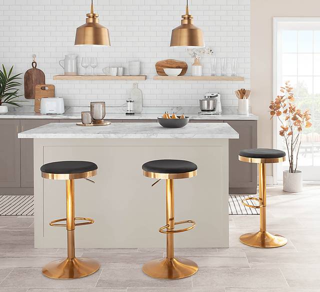 Foremere Black Velvet Swivel Barstool, Set of 2 - Thumbnail - Image 5