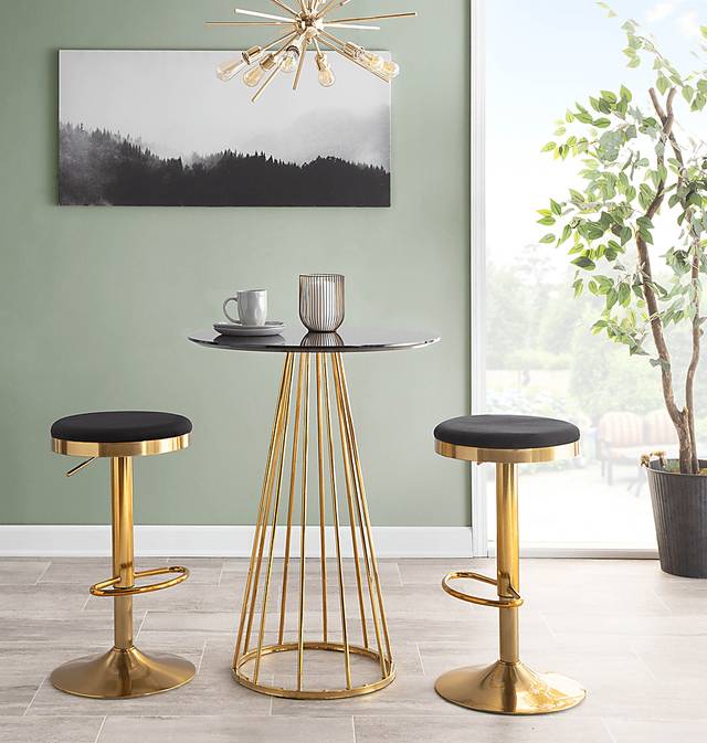 Foremere Black Velvet Swivel Barstool, Set of 2 - Thumbnail - Image 7