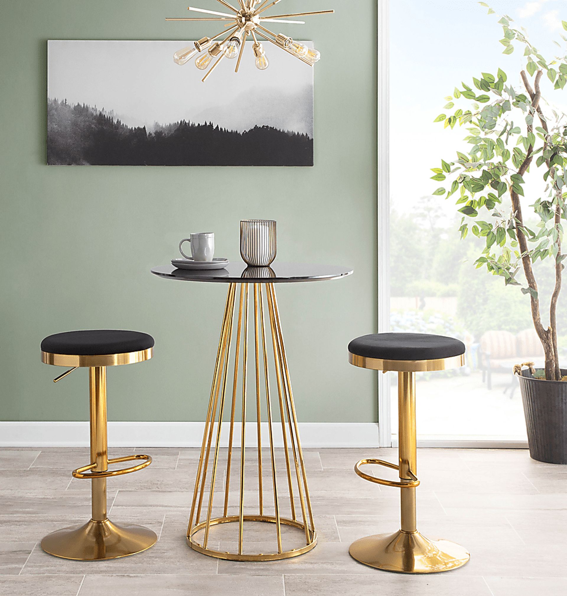 Foremere Black Velvet Swivel Barstool, Set of 2 - Image 7