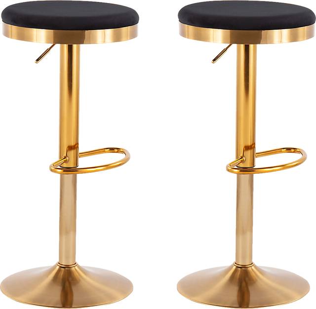 Foremere Black Velvet Swivel Barstool, Set of 2 - Thumbnail - Image 1