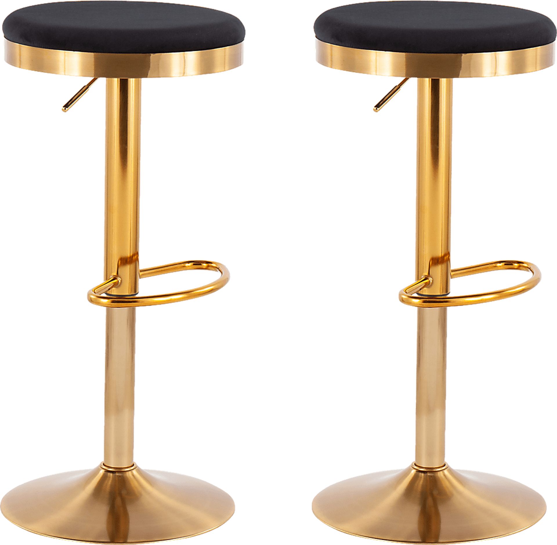 Foremere Black Velvet Swivel Barstool, Set of 2 - Image 1