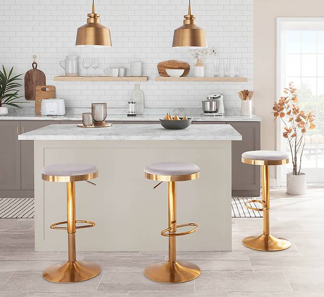 Foremere Silver Swivel Barstool, Set of 2 - Thumbnail - Image 5