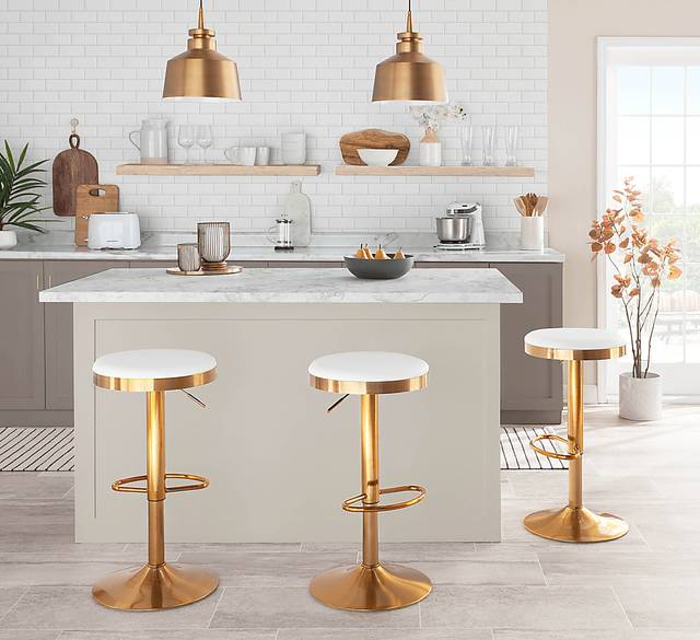 Foremere White Swivel Barstool, Set of 2 - Thumbnail - Image 5