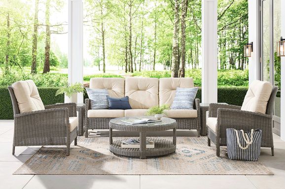 Forest Hills Gray 4 Pc Outdoor Seating Set with Beige Cushions