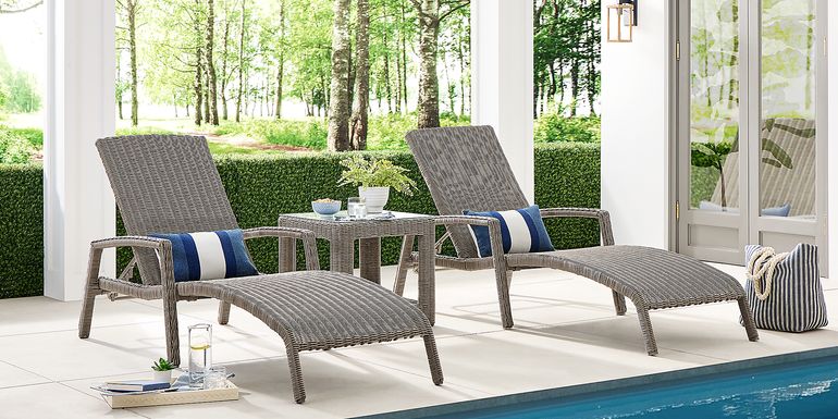 Forest Hills Gray Outdoor Chaise, Set of 2