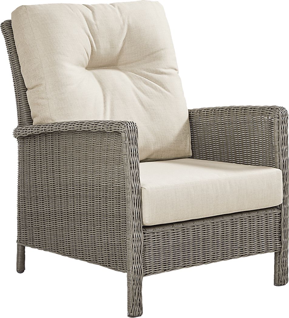 Forest Hills Gray Outdoor Club Chair with Beige Cushions