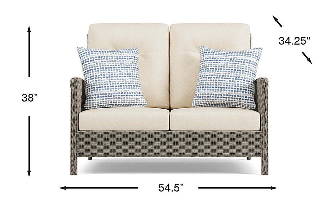 Forest Hills Gray Outdoor Loveseat with Beige Cushions
