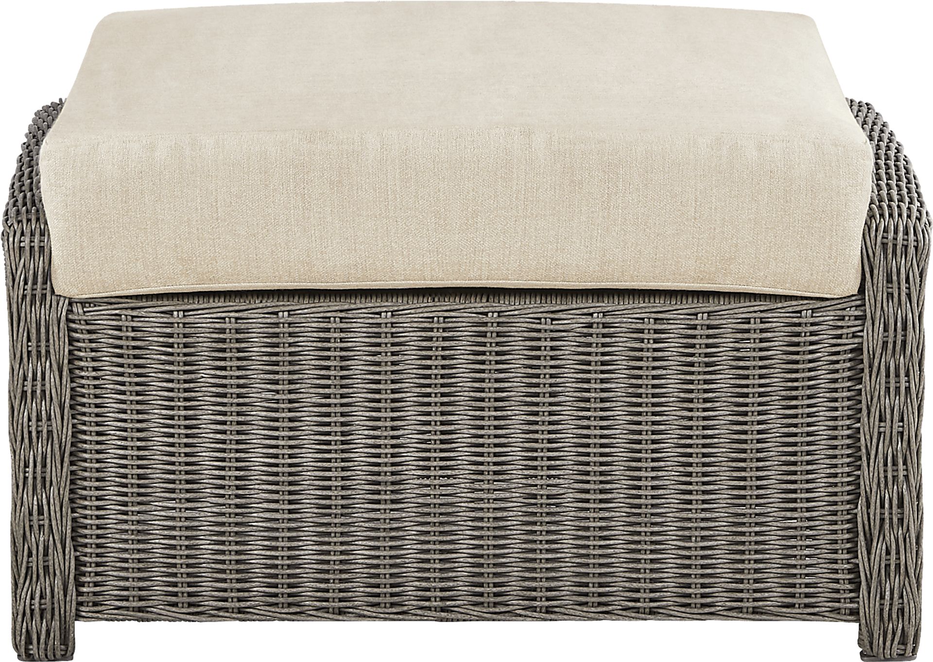 Forest Hills Gray Outdoor Ottoman with Beige Cushion - Image 2